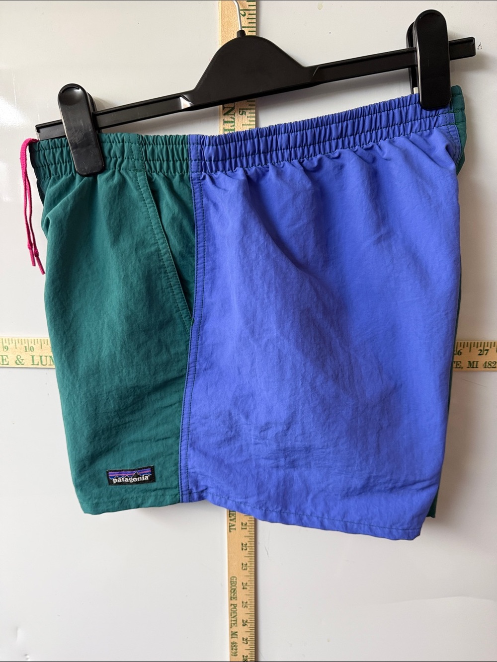 Patagonia Men's Green & Blue Colorblock Athletic Shorts